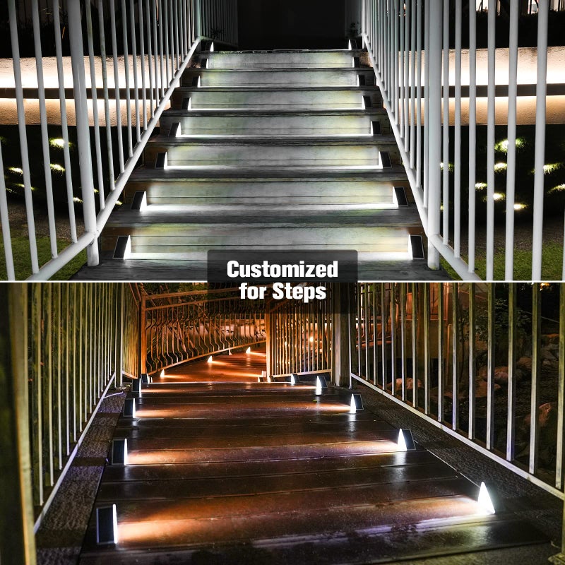VOLISUN Solar Stair Lights 8 Pack, Solar Step Lights Waterproof IP67, Outdoor Step Light with 13 LEDs, Outdoor Lighting Decor for Yard Stair, Patio, Front Step, Front Porch and Deck(Cool White) - Image 3